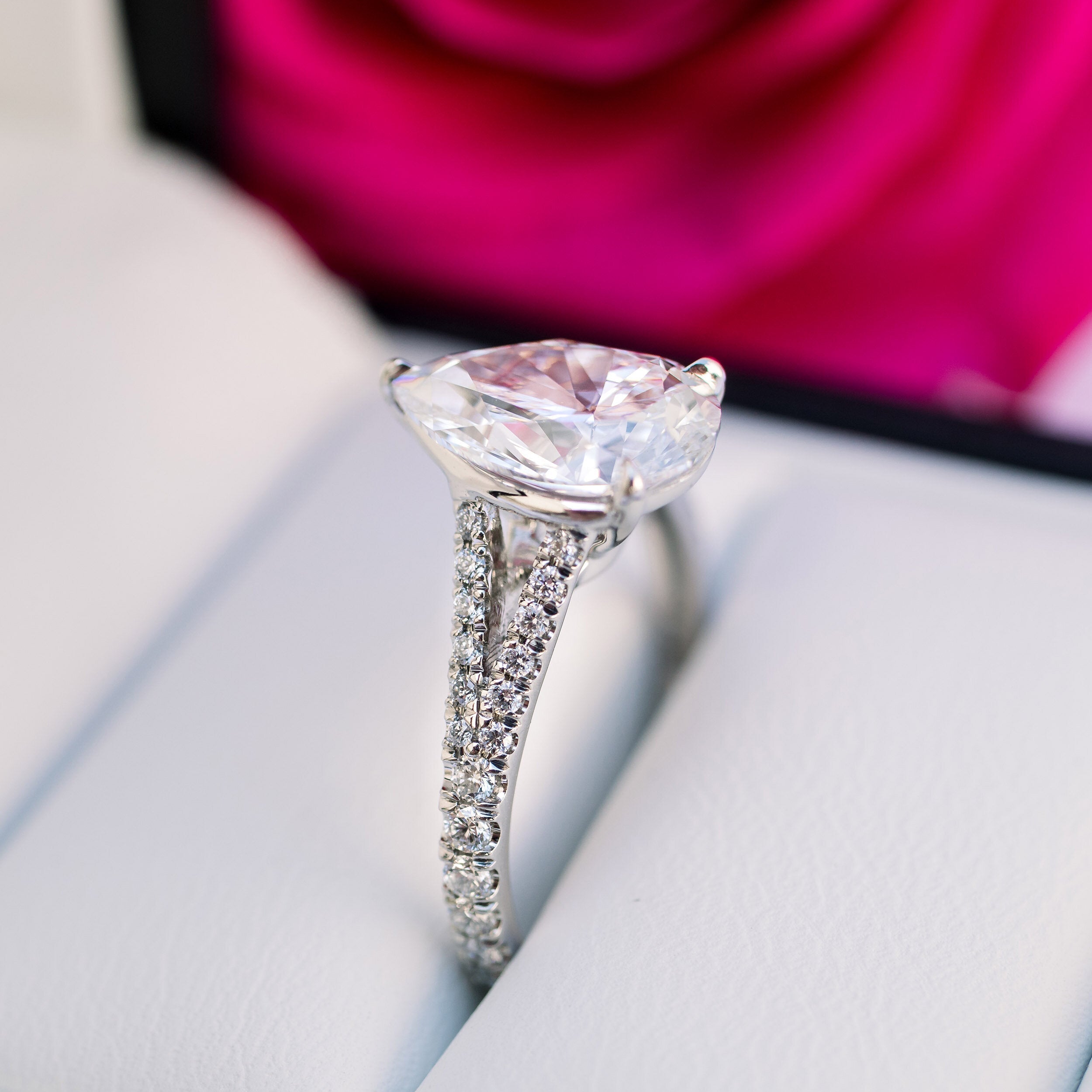 2.50 CT Pear Moissanite Halo Style Engagement Ring