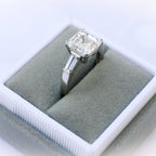 1.75 CT Asscher Cut Moissanite Three Stones Engagement Ring