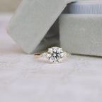 2.0 CT Round Cut Moissanite Three Stones Engagement Ring