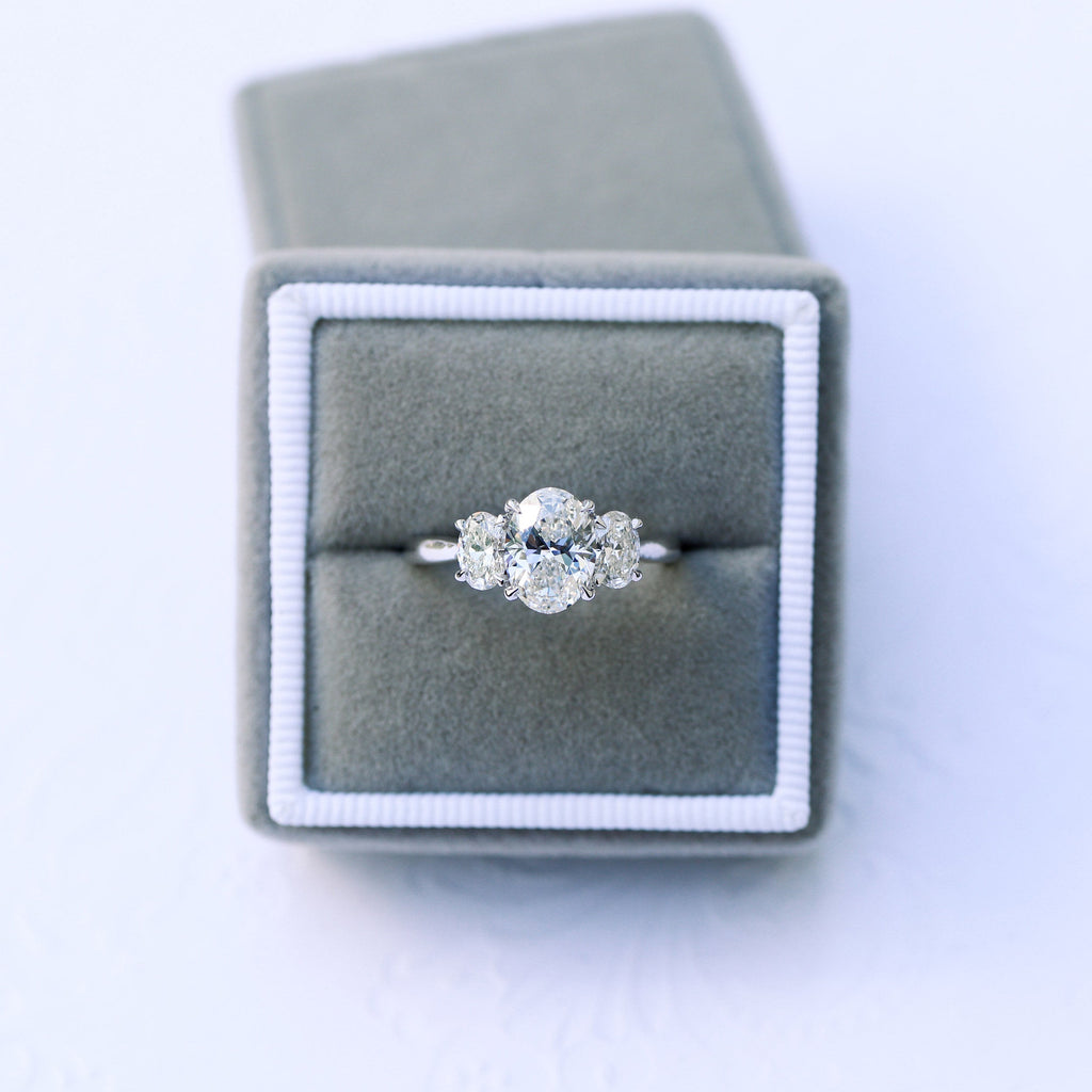 1.50 CT Oval Cut Moissanite Three Stones Engagement Ring