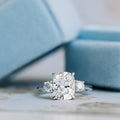 2.50 CT Elongated Cushion Moissanite Three Stones Engagement Ring