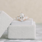 2.0 CT Pear Cut Moissanite Three Stone Engagement Ring