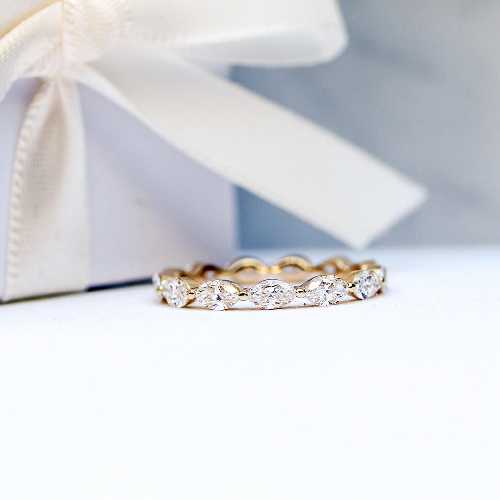 Marquise Cut Moissanite Full Eternity Wedding Band