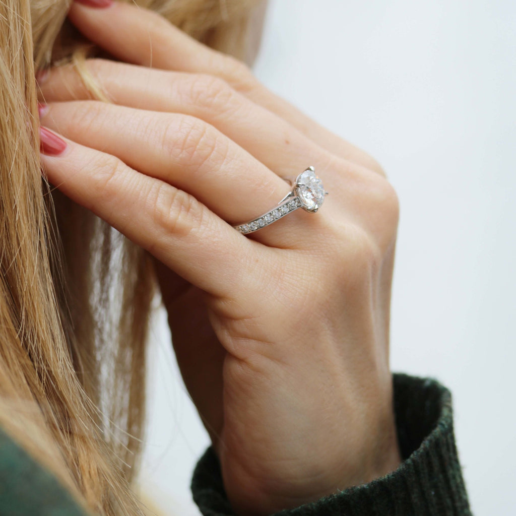 2.50 CT Round Moissanite Pave Setting Engagement Ring