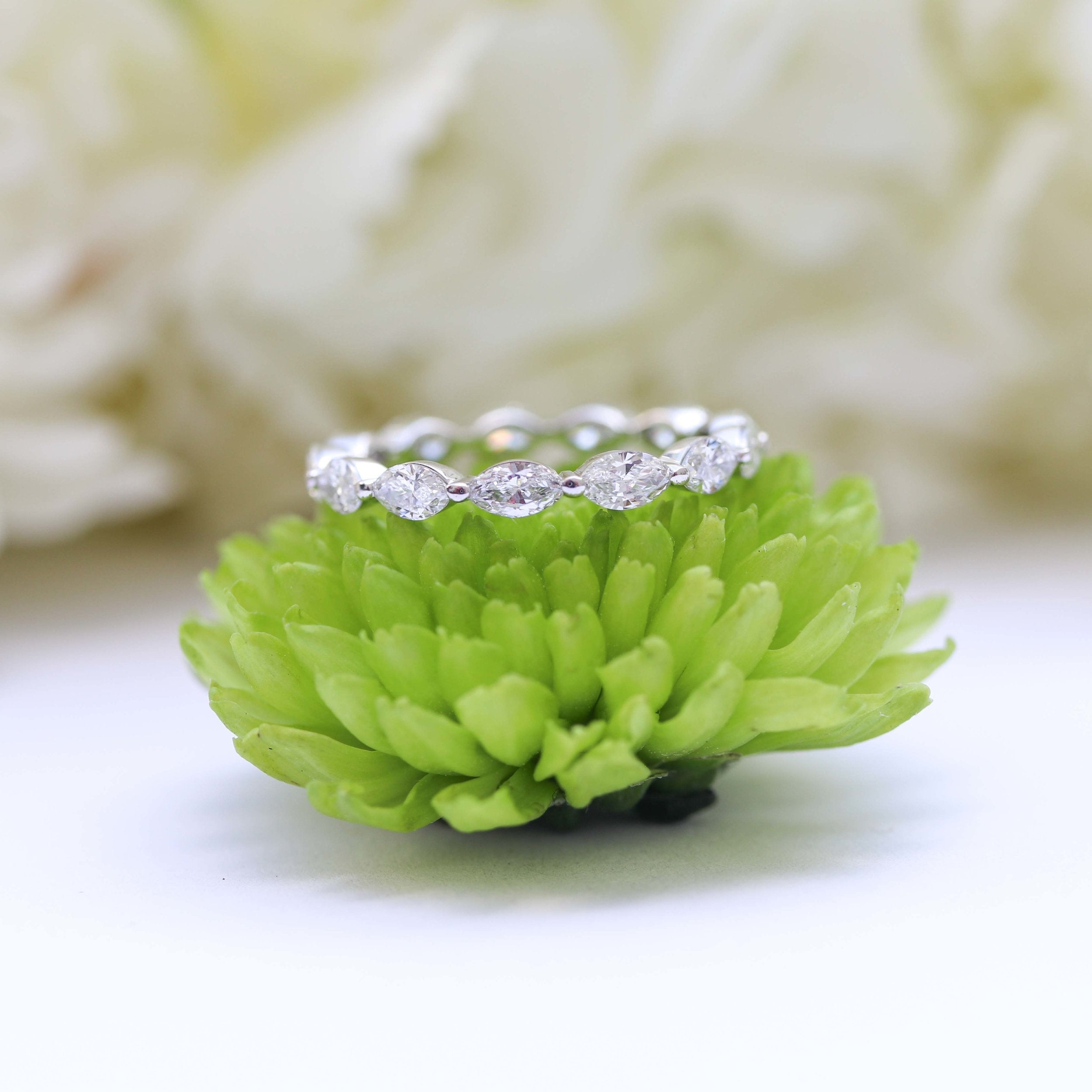 Marquise Cut Moissanite Full Eternity Wedding Band