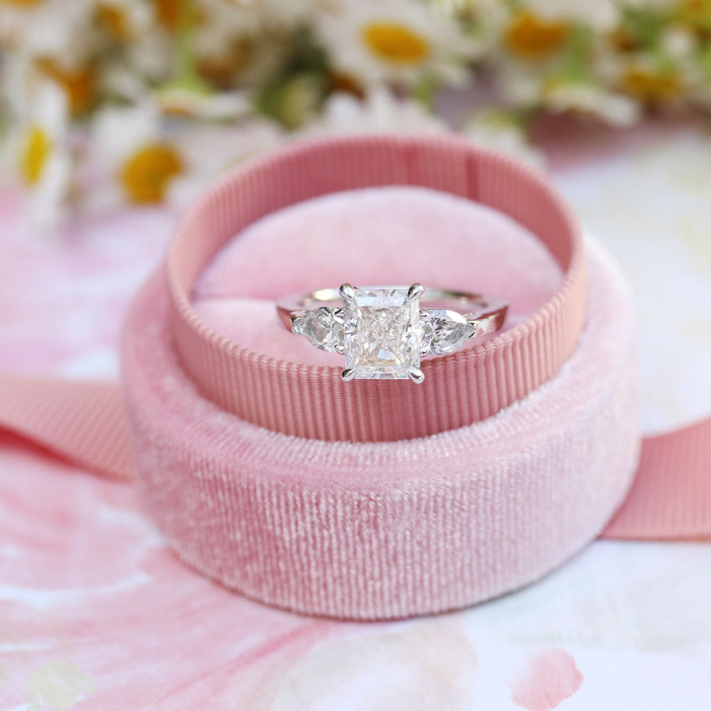 2.0 CT Radiant Cut Moissanite Three Stone Engagement Ring