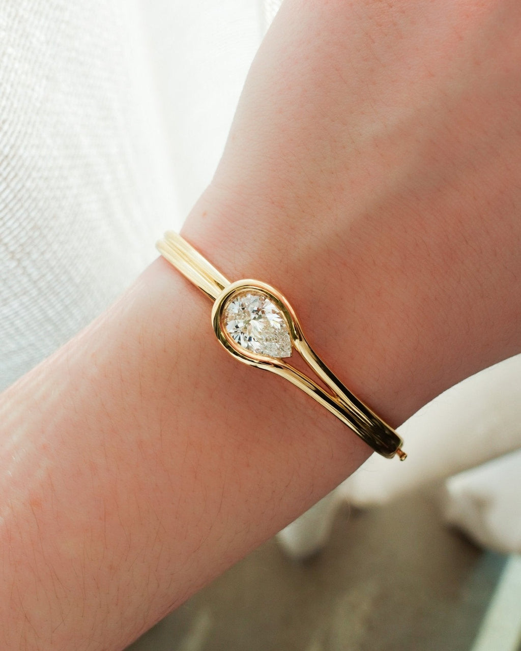 Lasso Bangle with Pear Cut Diamond