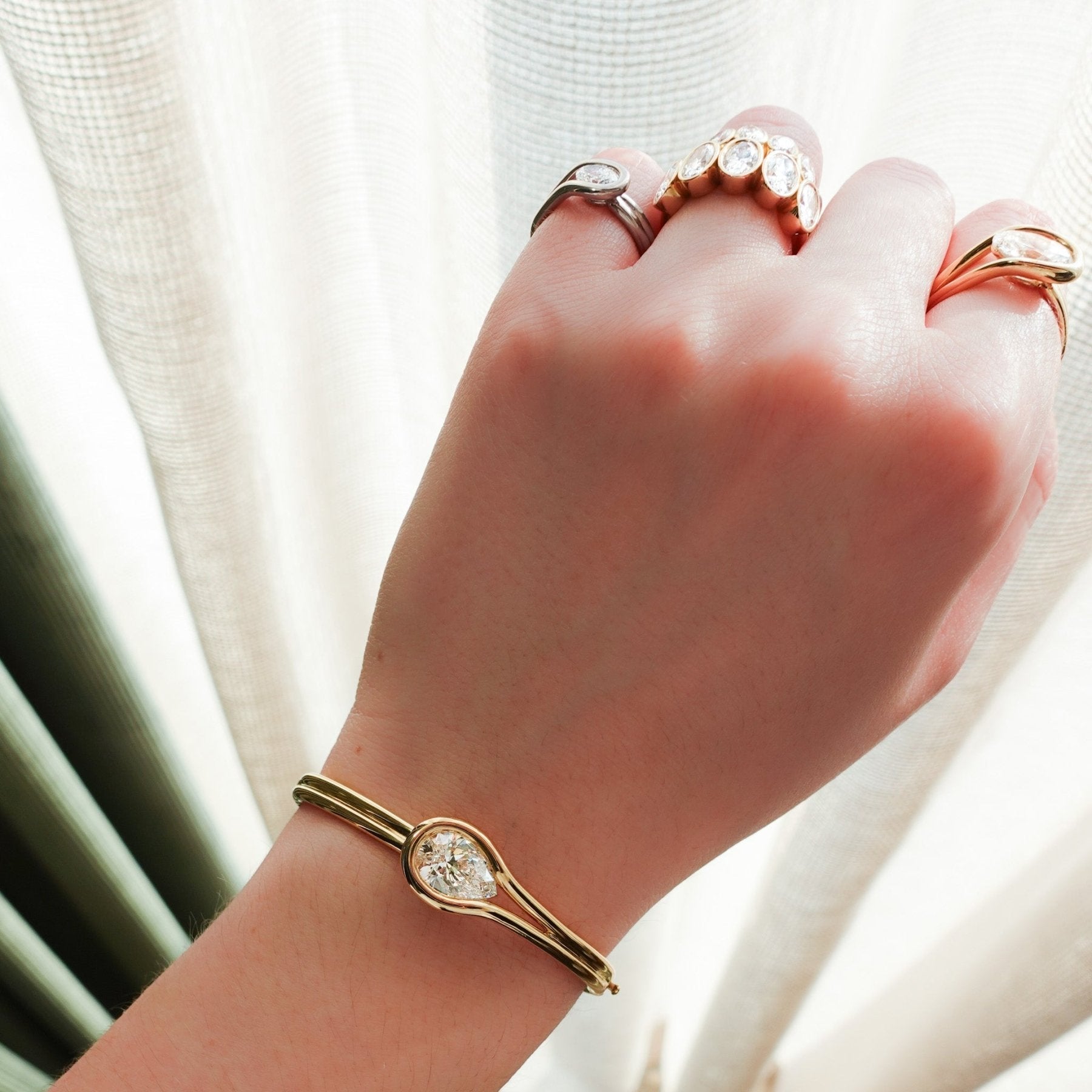 Lasso Bangle with Pear Cut Diamond