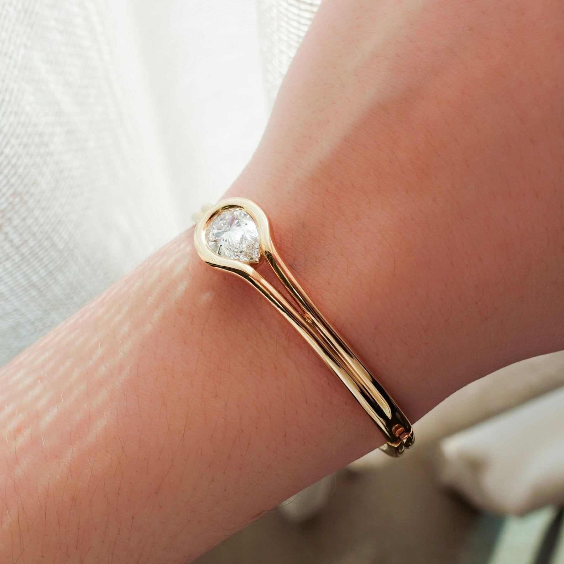 Lasso Bangle with Pear Cut Diamond