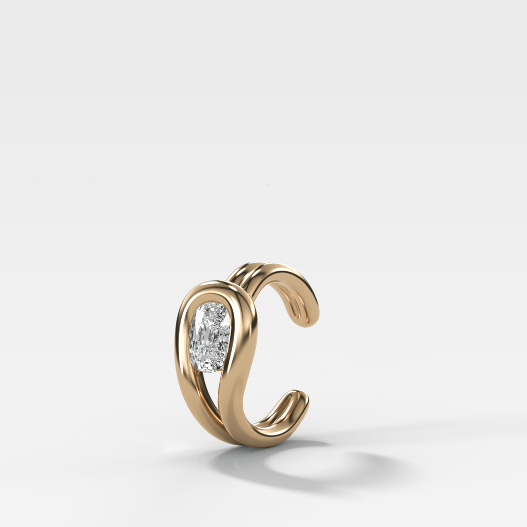 Lasso Elongated Cushion Diamond Ear Cuff Single