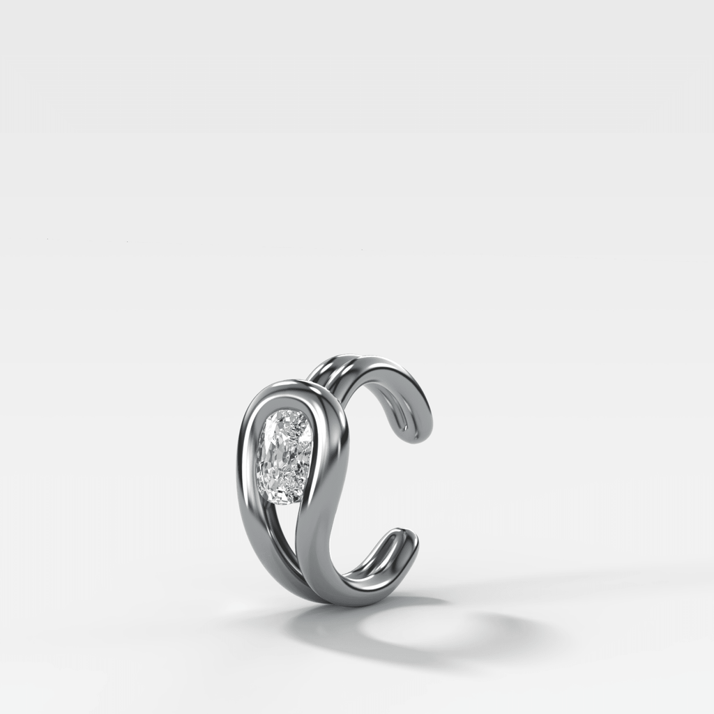 Lasso Elongated Cushion Diamond Ear Cuff Single