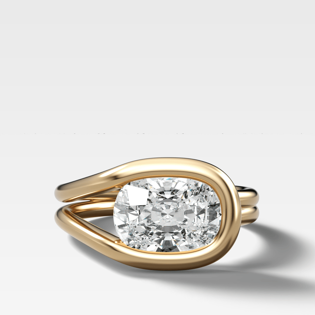 Lasso Engagement Ring with Elongated Cushion Cut Diamond