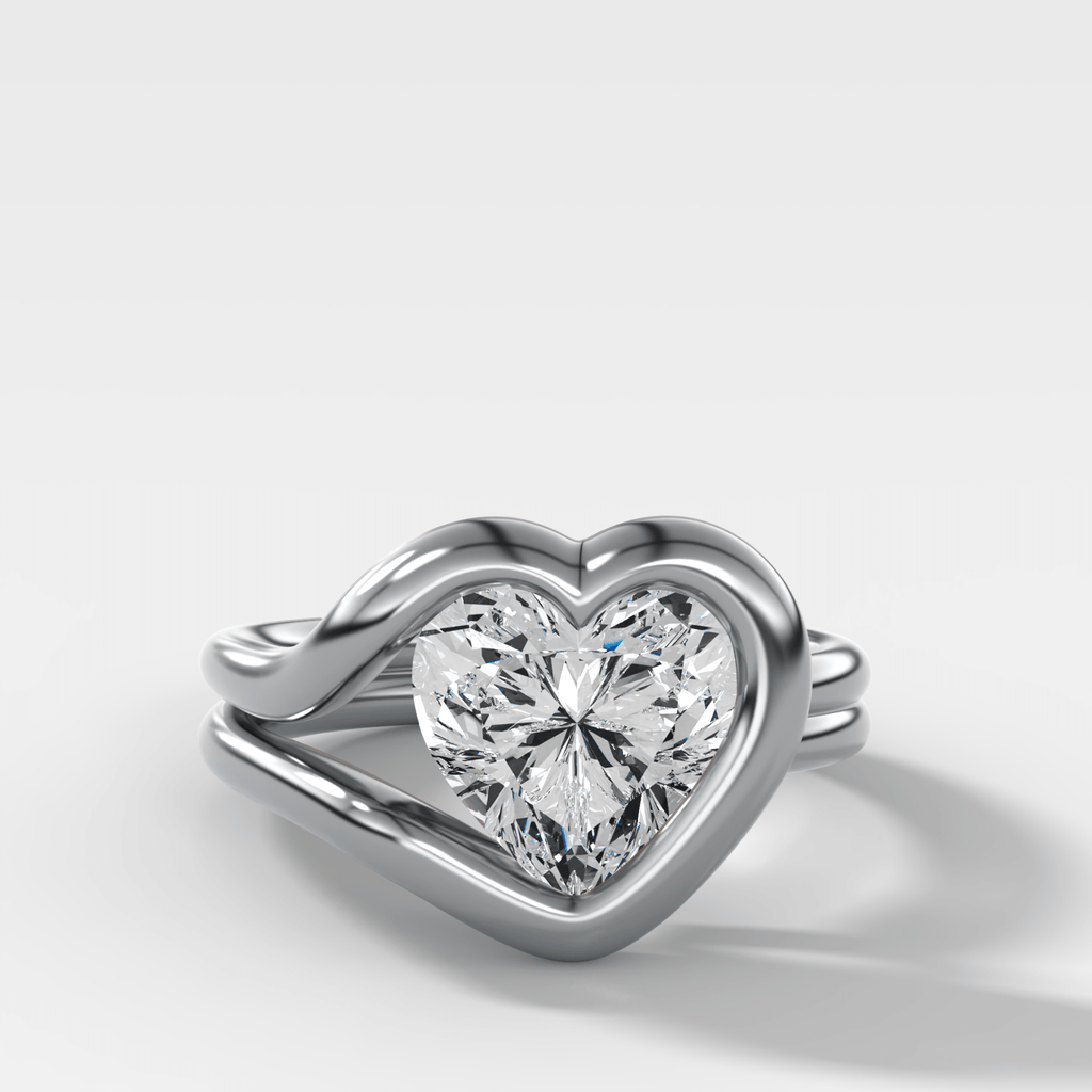 Lasso Engagement Ring with Heart Cut Diamond
