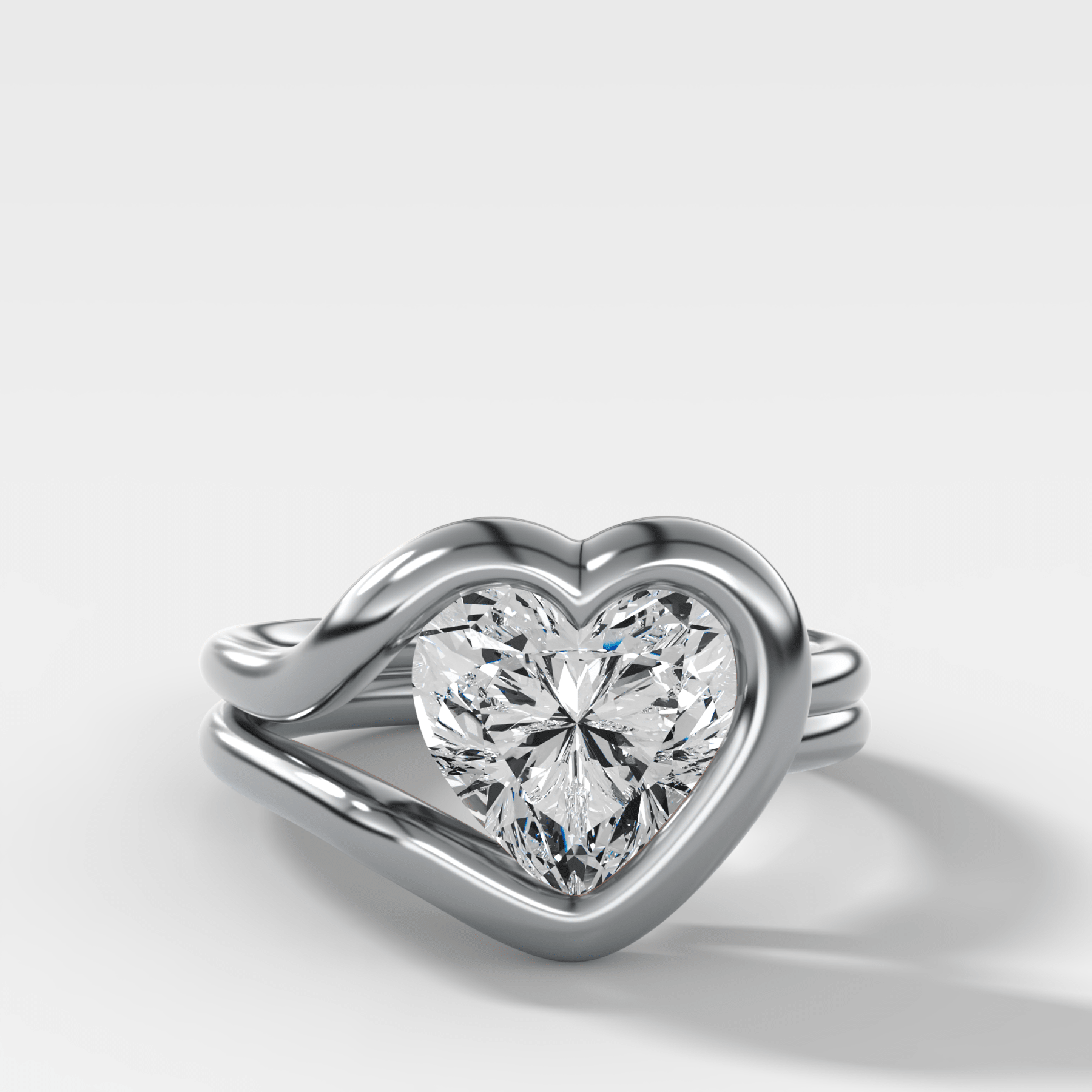Lasso Engagement Ring with Heart Cut Diamond