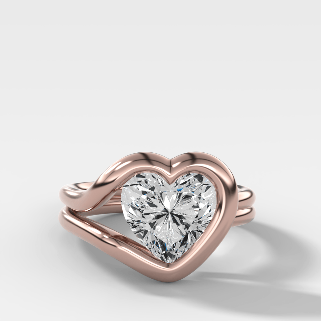 Lasso Engagement Ring with Heart Cut Diamond