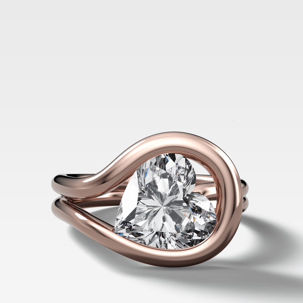 Lasso Engagement Ring with Tilted Heart Cut Diamond