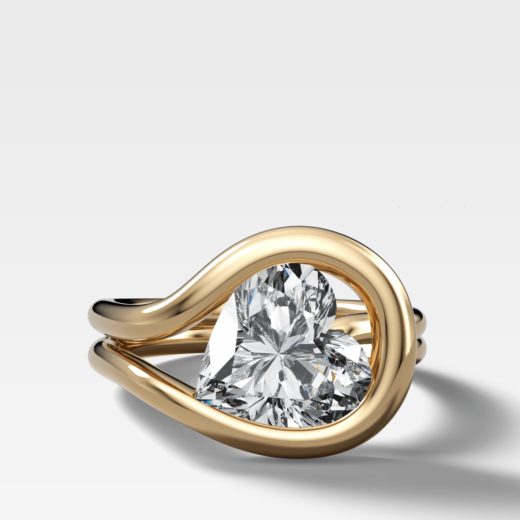 Lasso Engagement Ring with Tilted Heart Cut Diamond