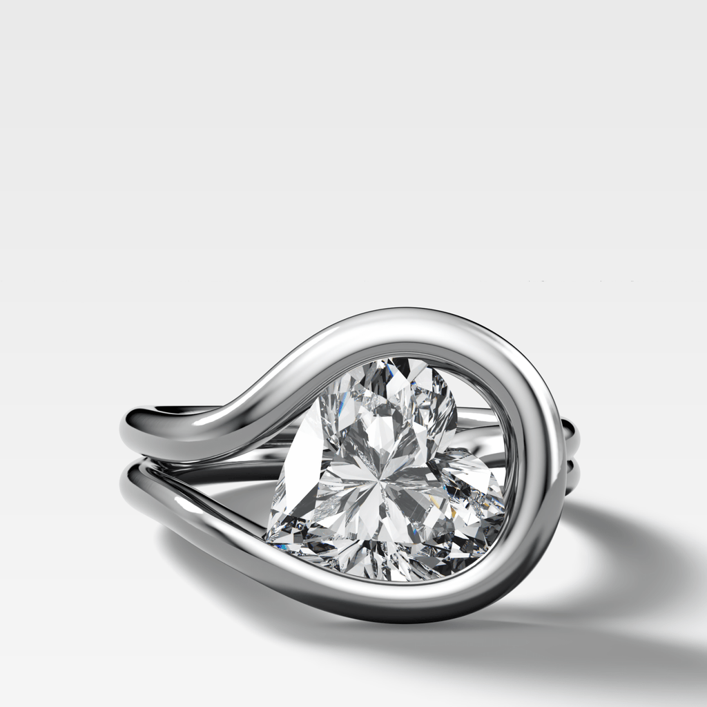 Lasso Engagement Ring with Tilted Heart Cut Diamond
