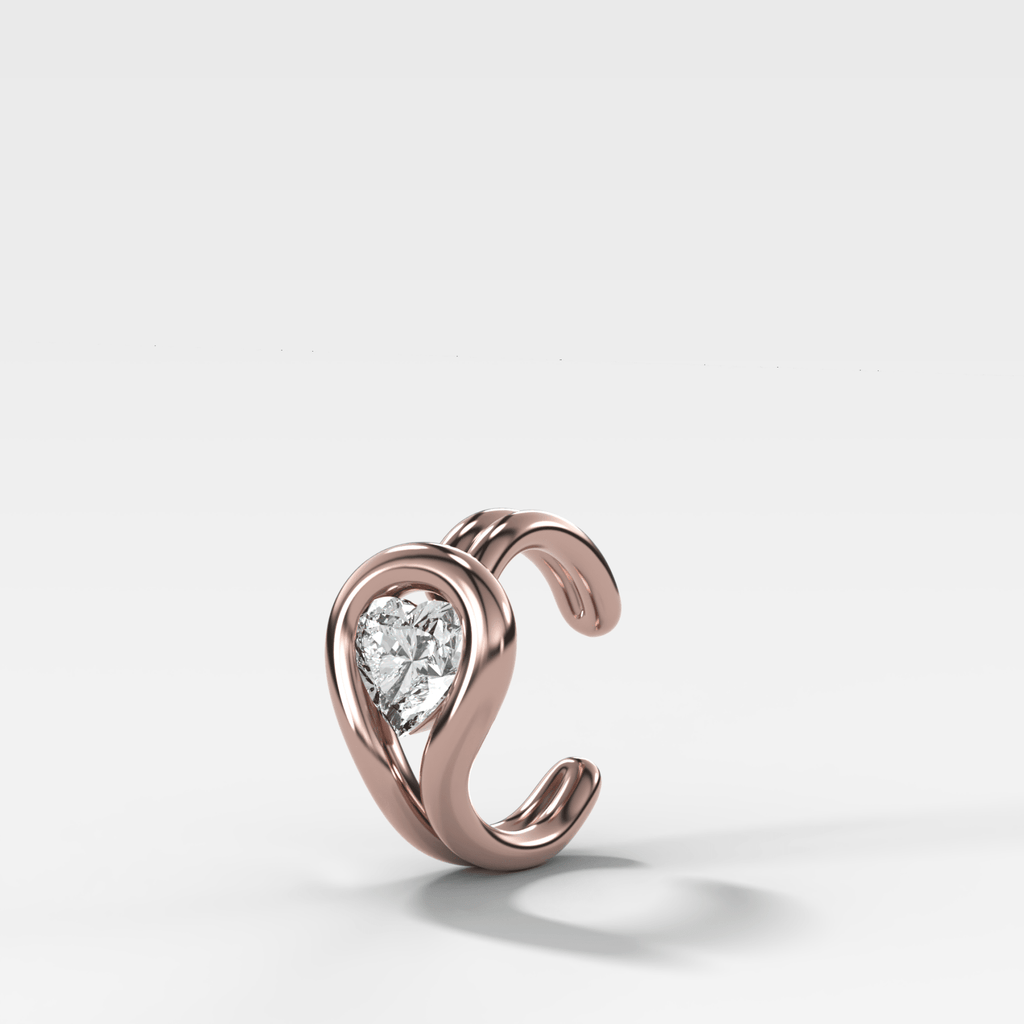 Lasso Heart Diamond Ear Cuff Single