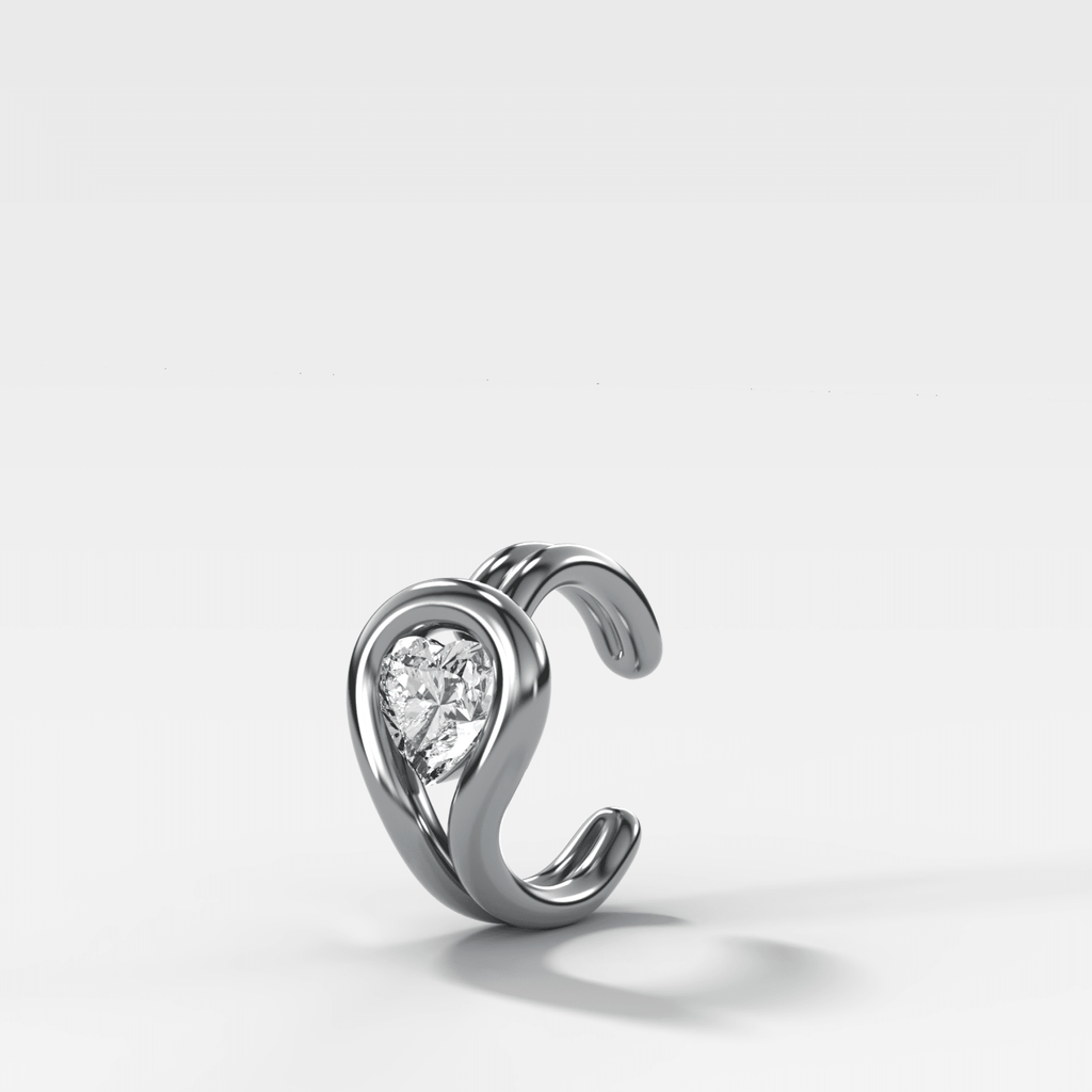 Lasso Heart Diamond Ear Cuff Single