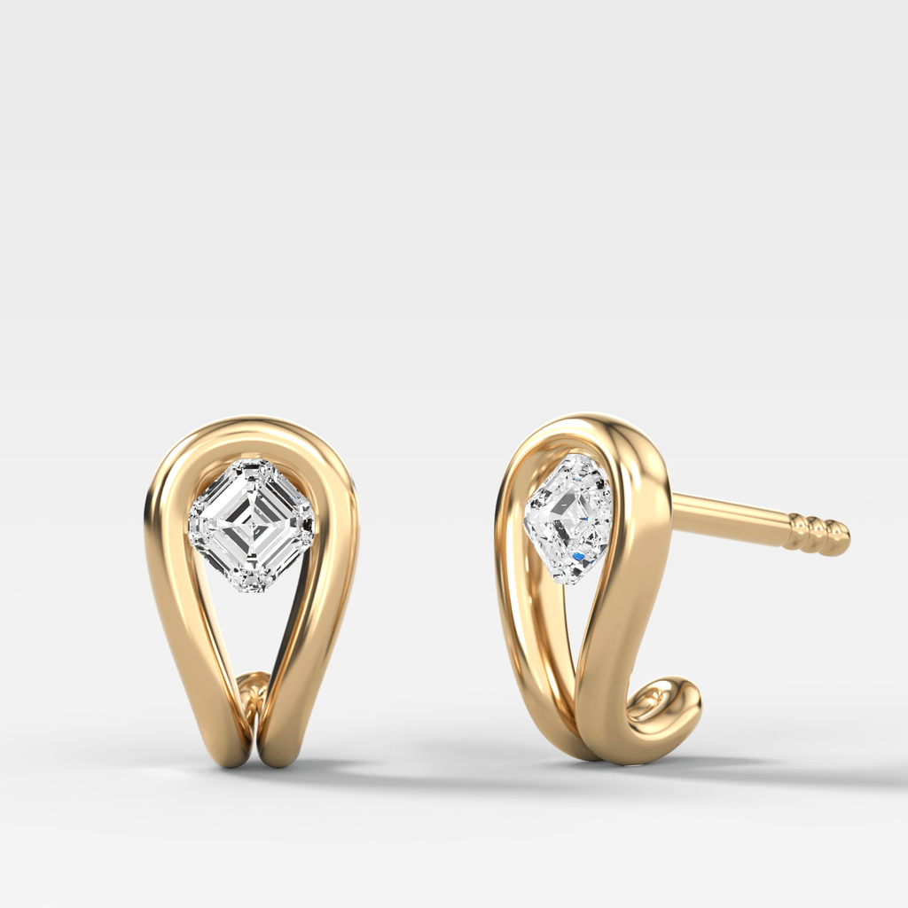 Lasso Huggies with Asscher Cut Diamonds