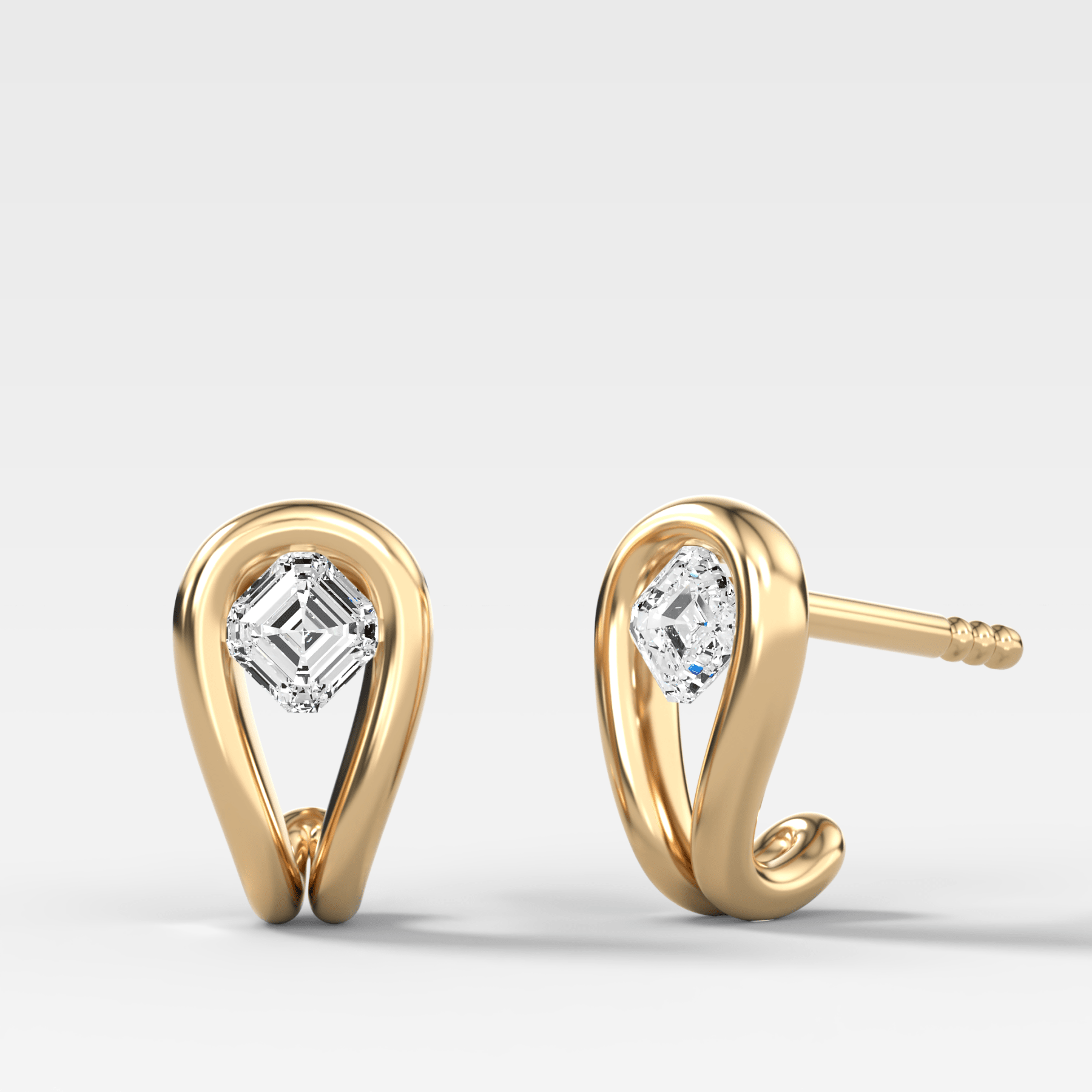Lasso Huggies with Asscher Cut Diamonds