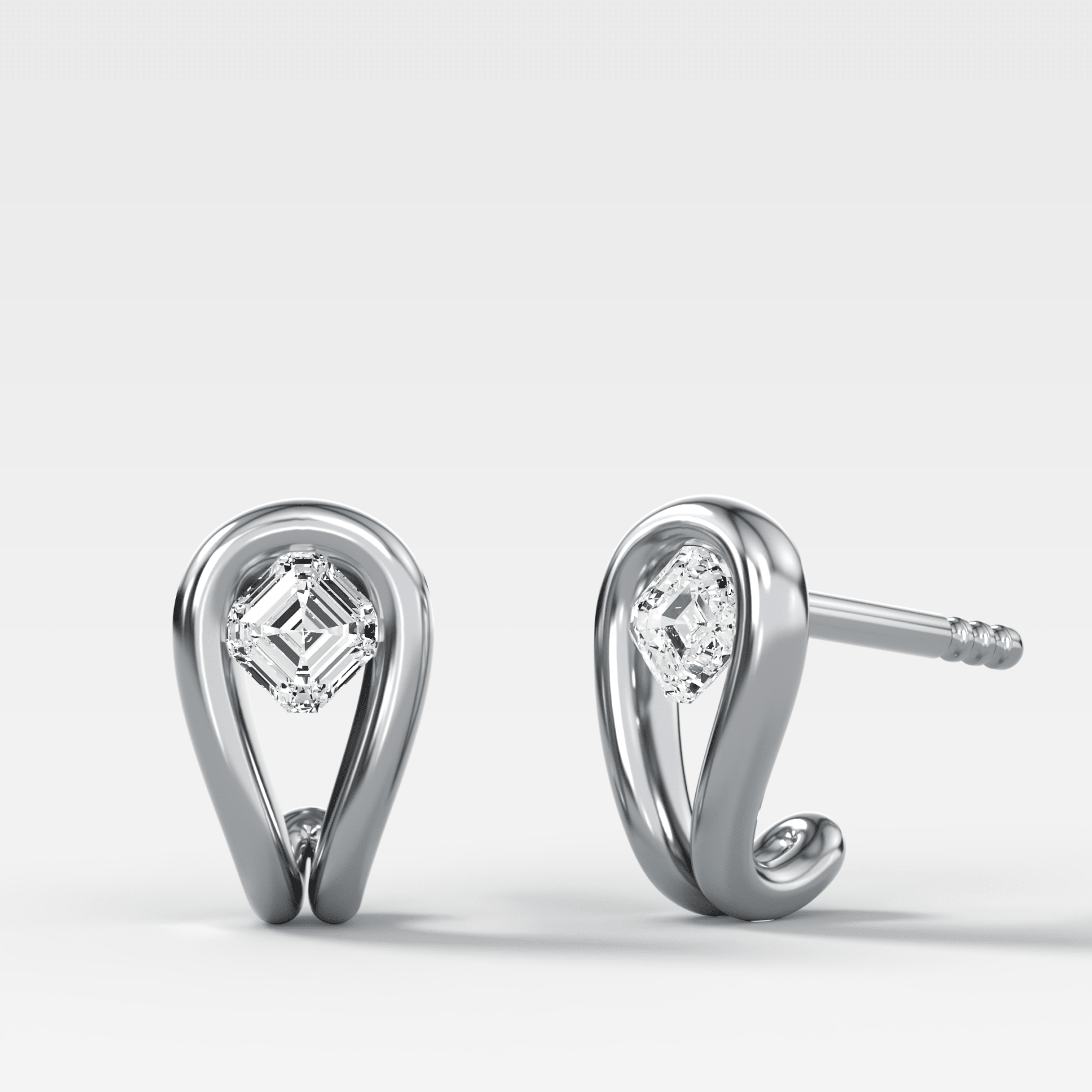 Lasso Huggies with Asscher Cut Diamonds