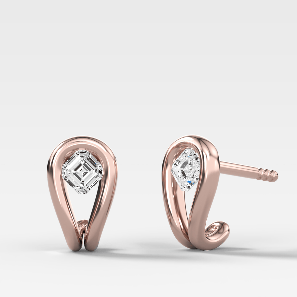 Lasso Huggies with Asscher Cut Diamonds