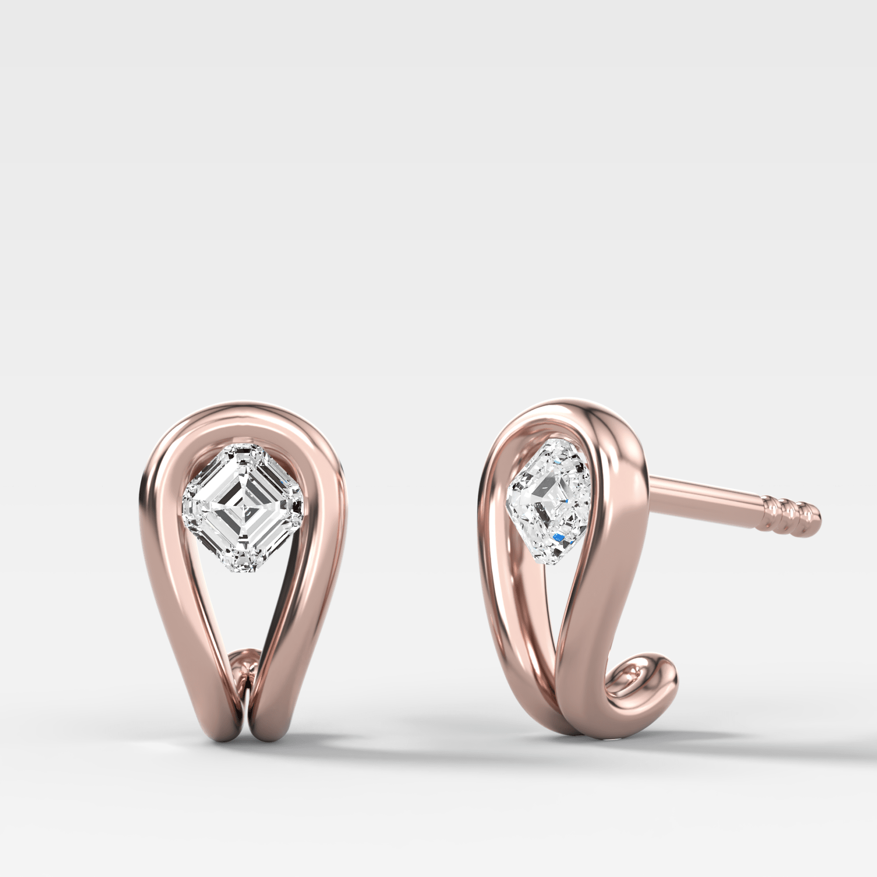 Lasso Huggies with Asscher Cut Diamonds