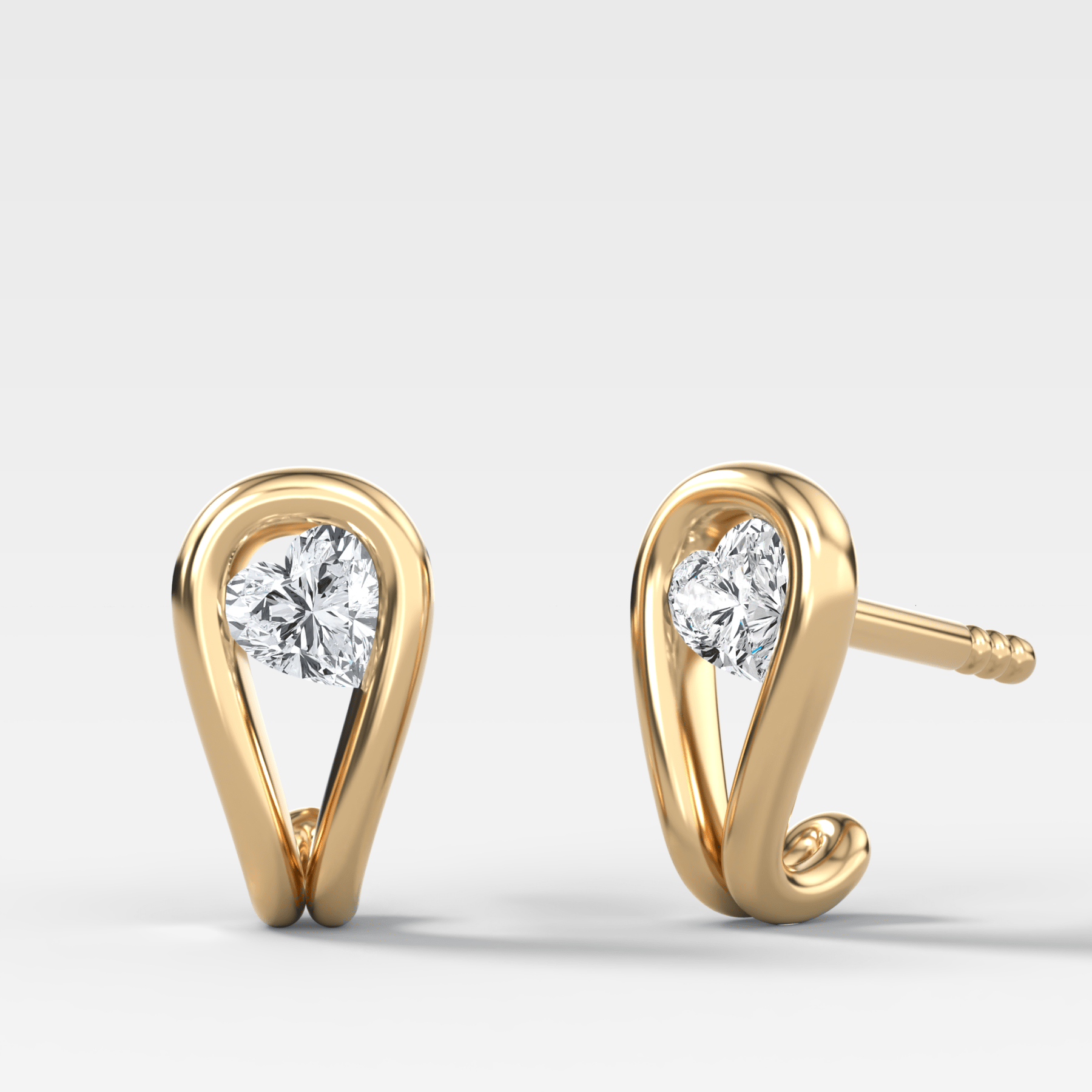 Lasso Huggies with Heart Cut Diamonds