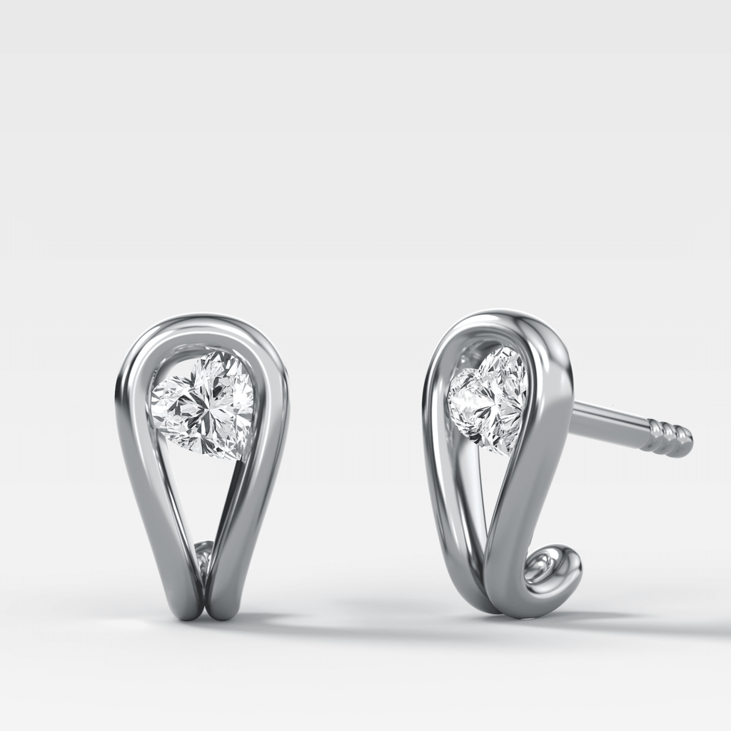 Lasso Huggies with Heart Cut Diamonds