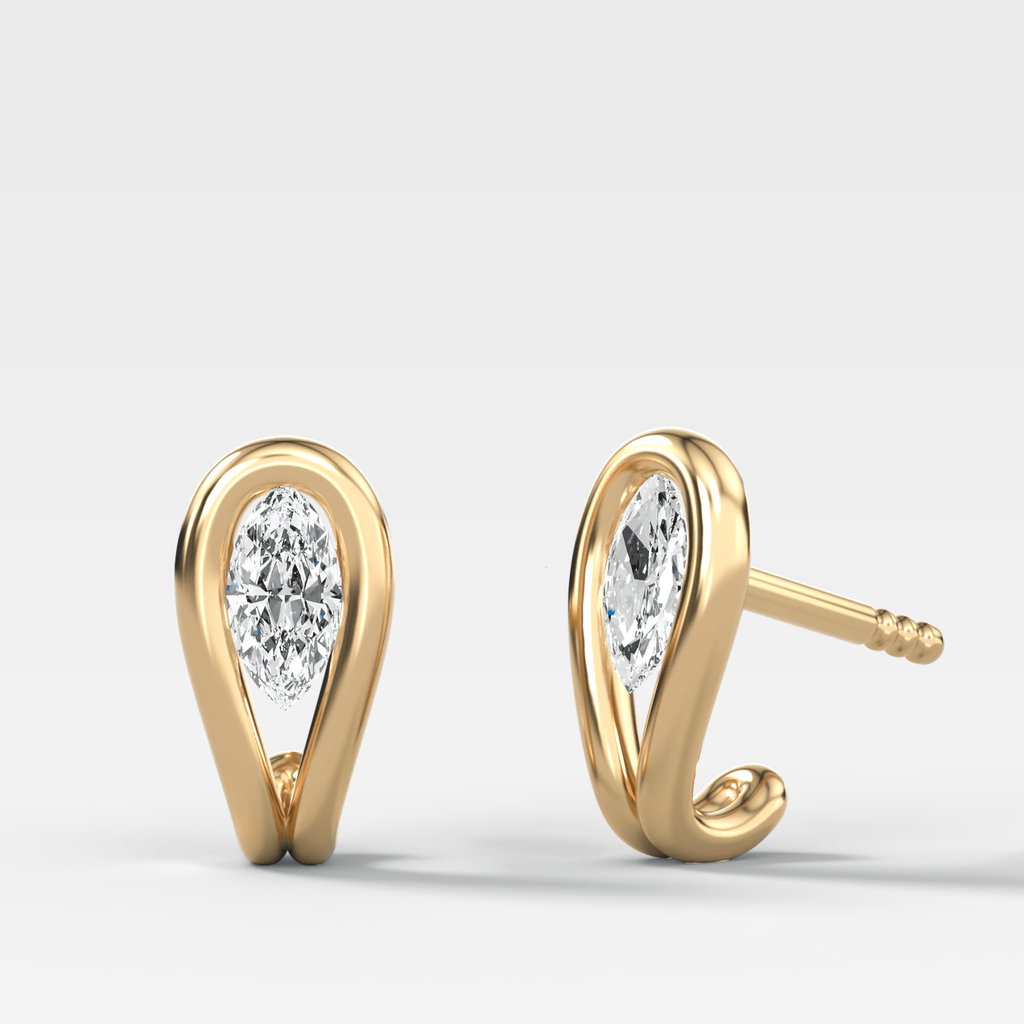 Lasso Huggies with Marquise Cut Diamonds