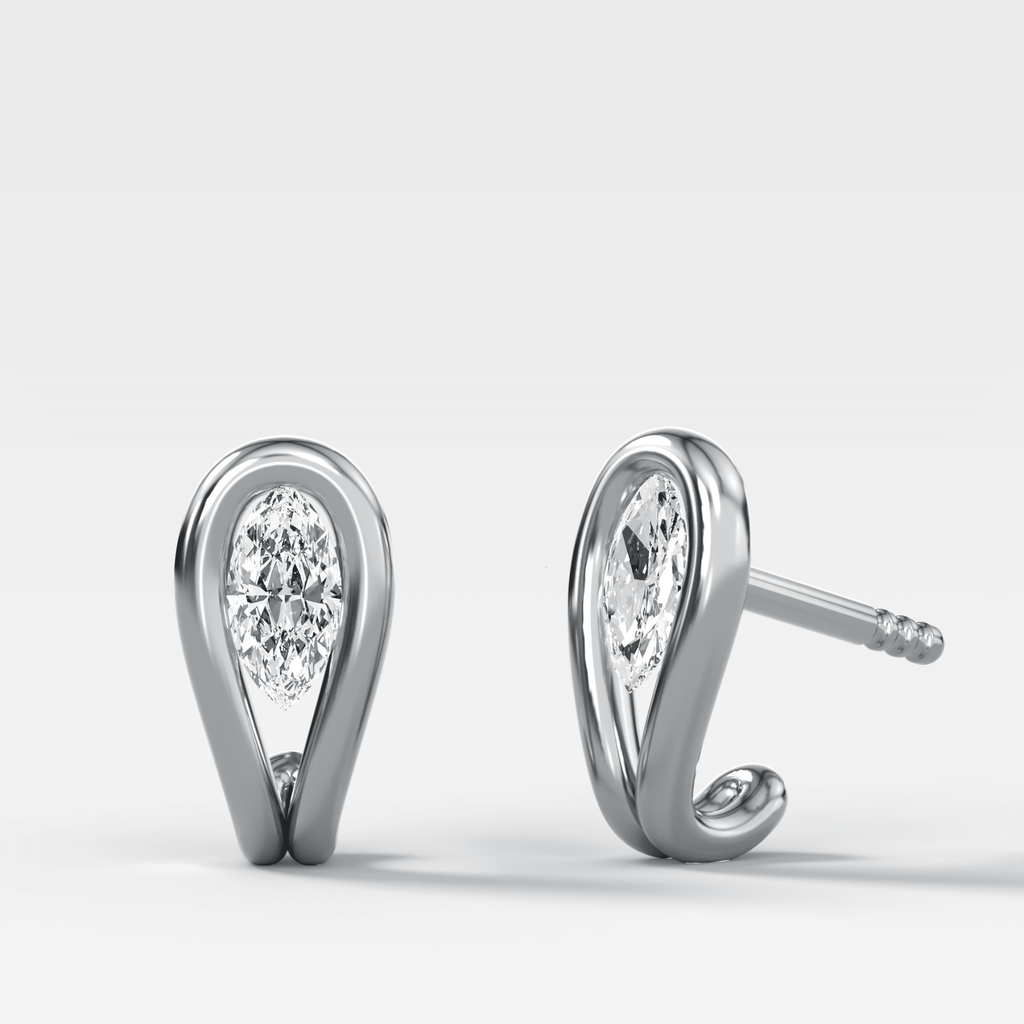 Lasso Huggies with Marquise Cut Diamonds