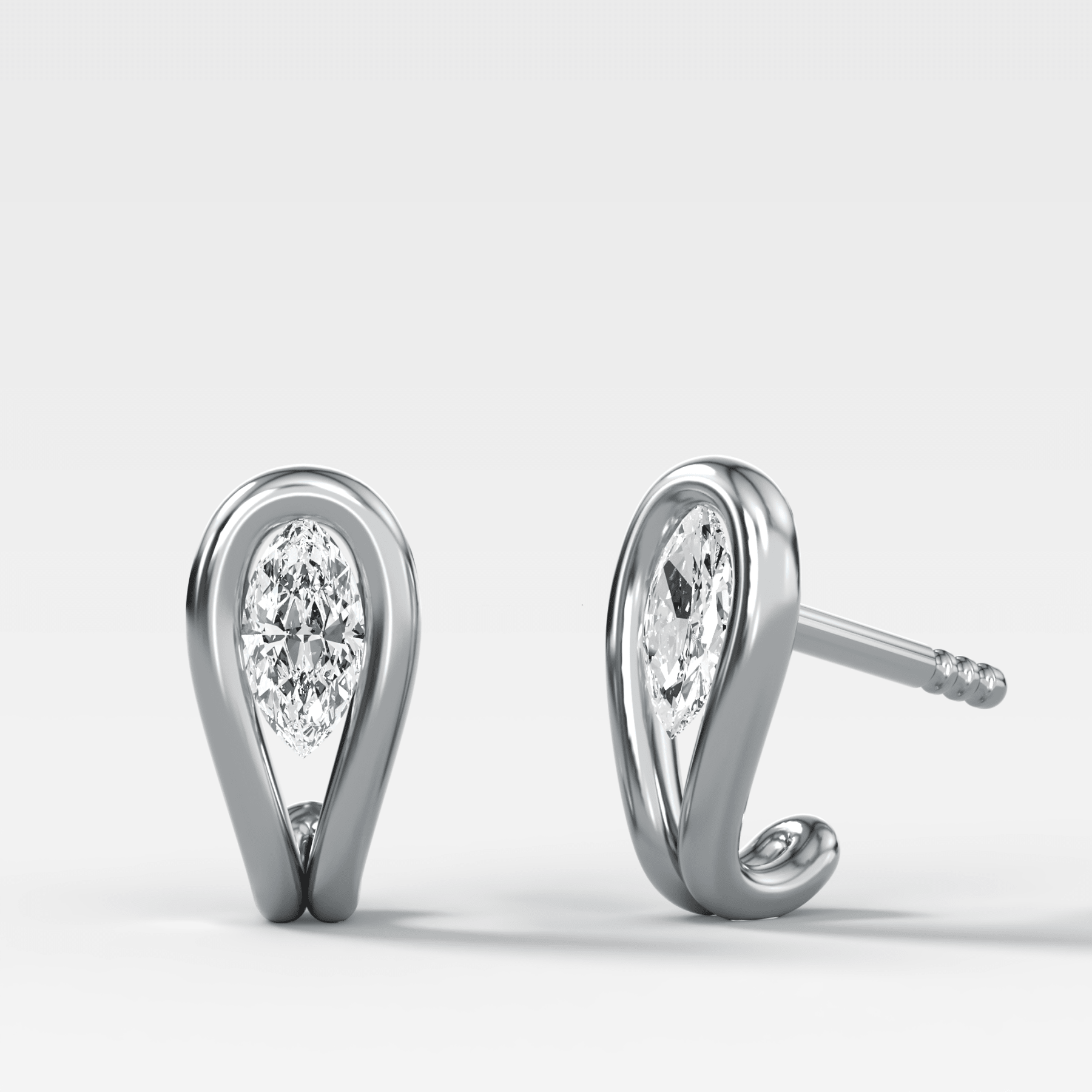 Lasso Huggies with Marquise Cut Diamonds