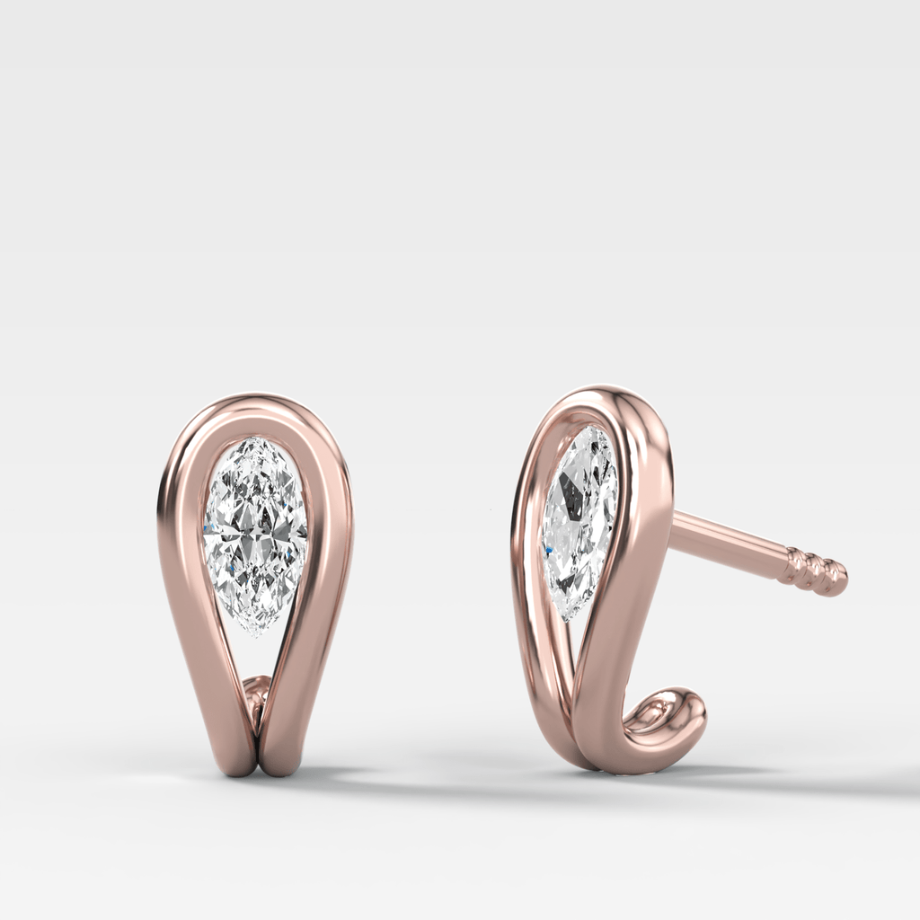 Lasso Huggies with Marquise Cut Diamonds