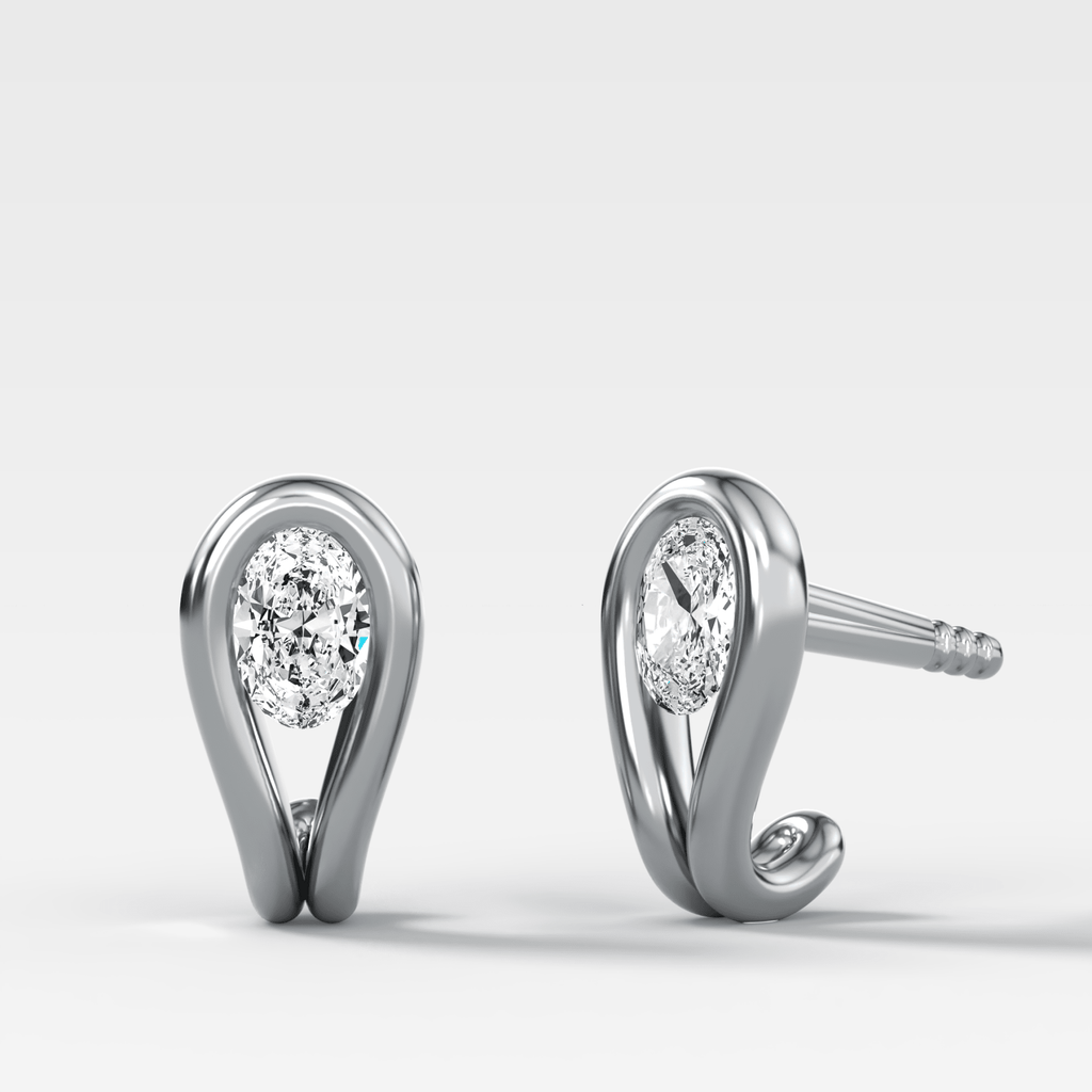 Lasso Huggies with Oval Cut Diamonds