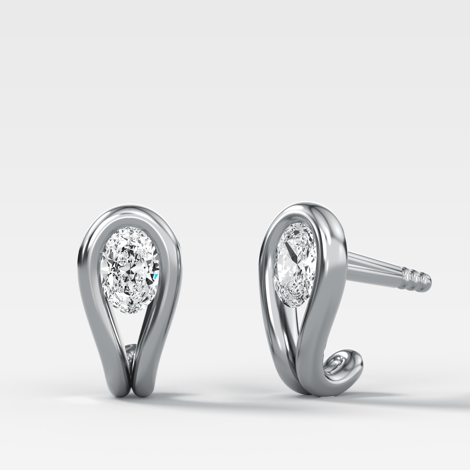 Lasso Huggies with Oval Cut Diamonds