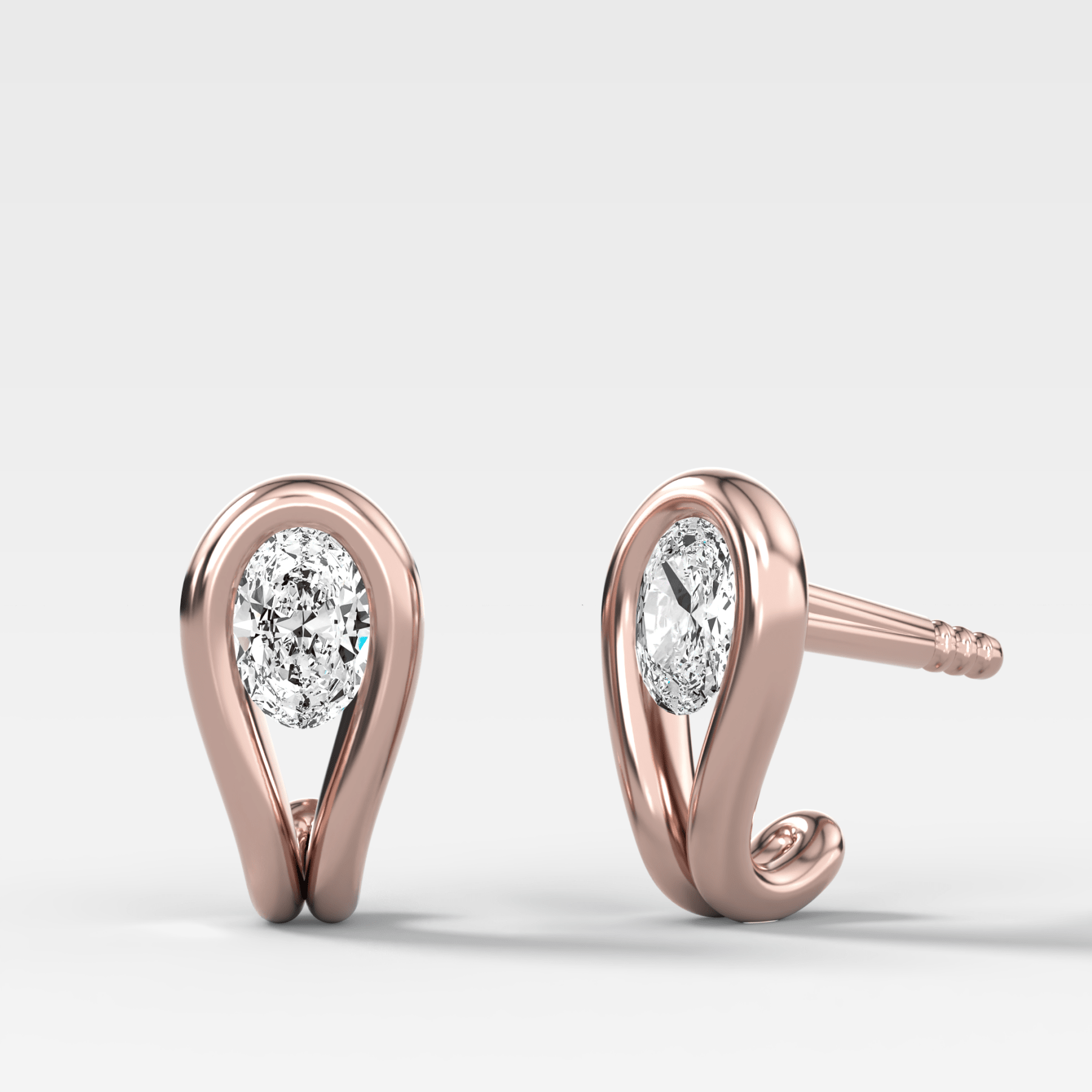 Lasso Huggies with Oval Cut Diamonds