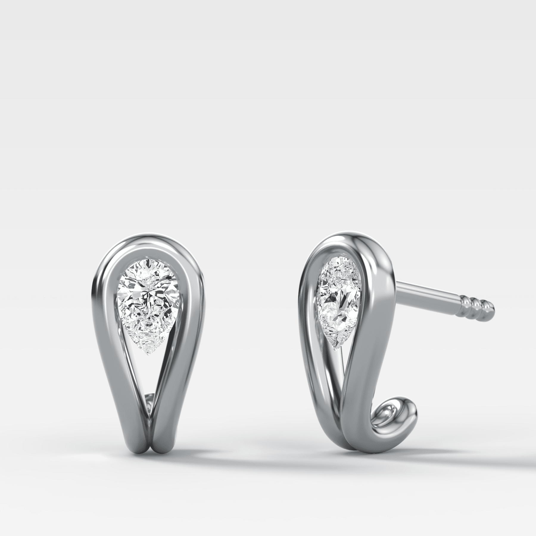 Lasso Huggies with Pear Cut Diamonds