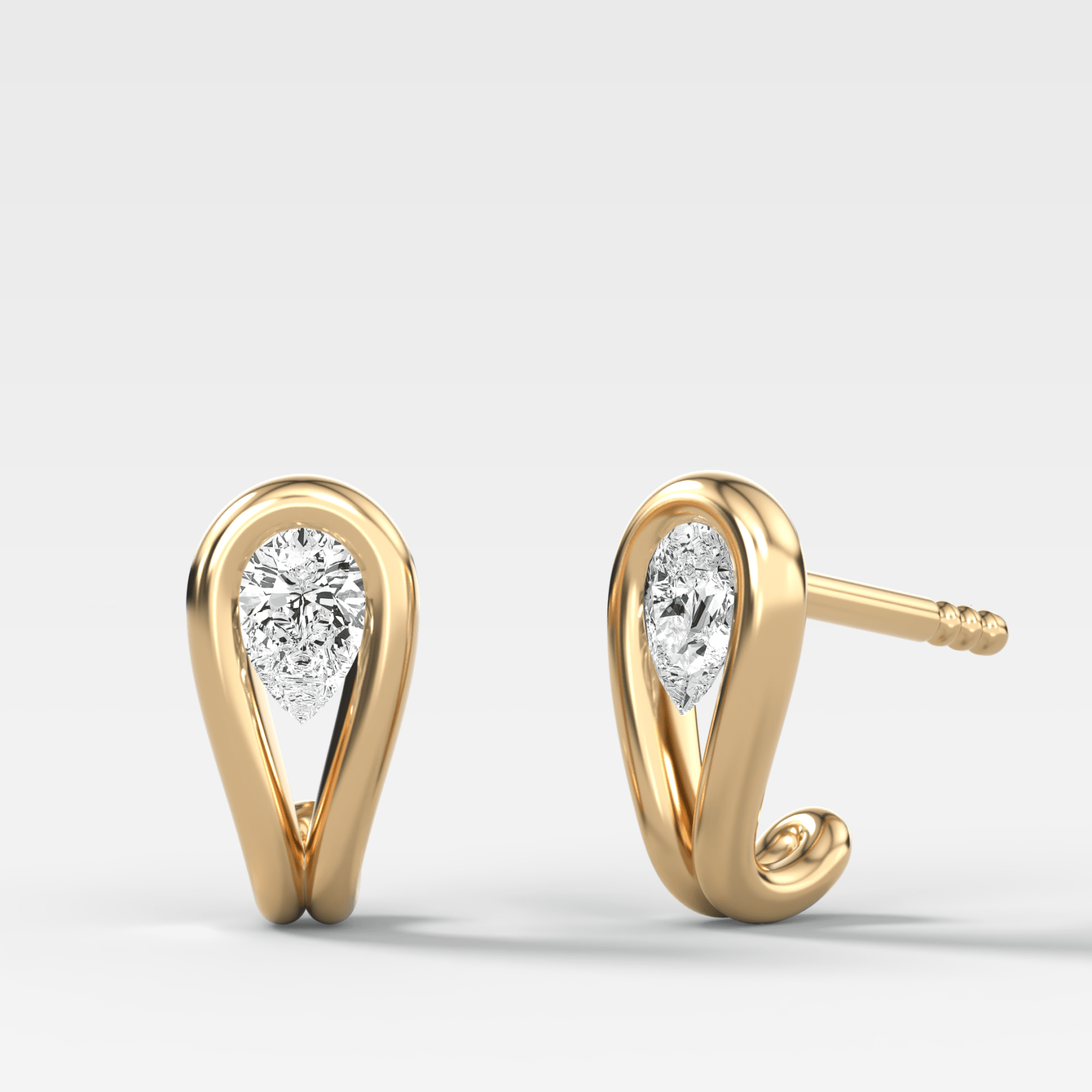 Lasso Huggies with Pear Cut Diamonds