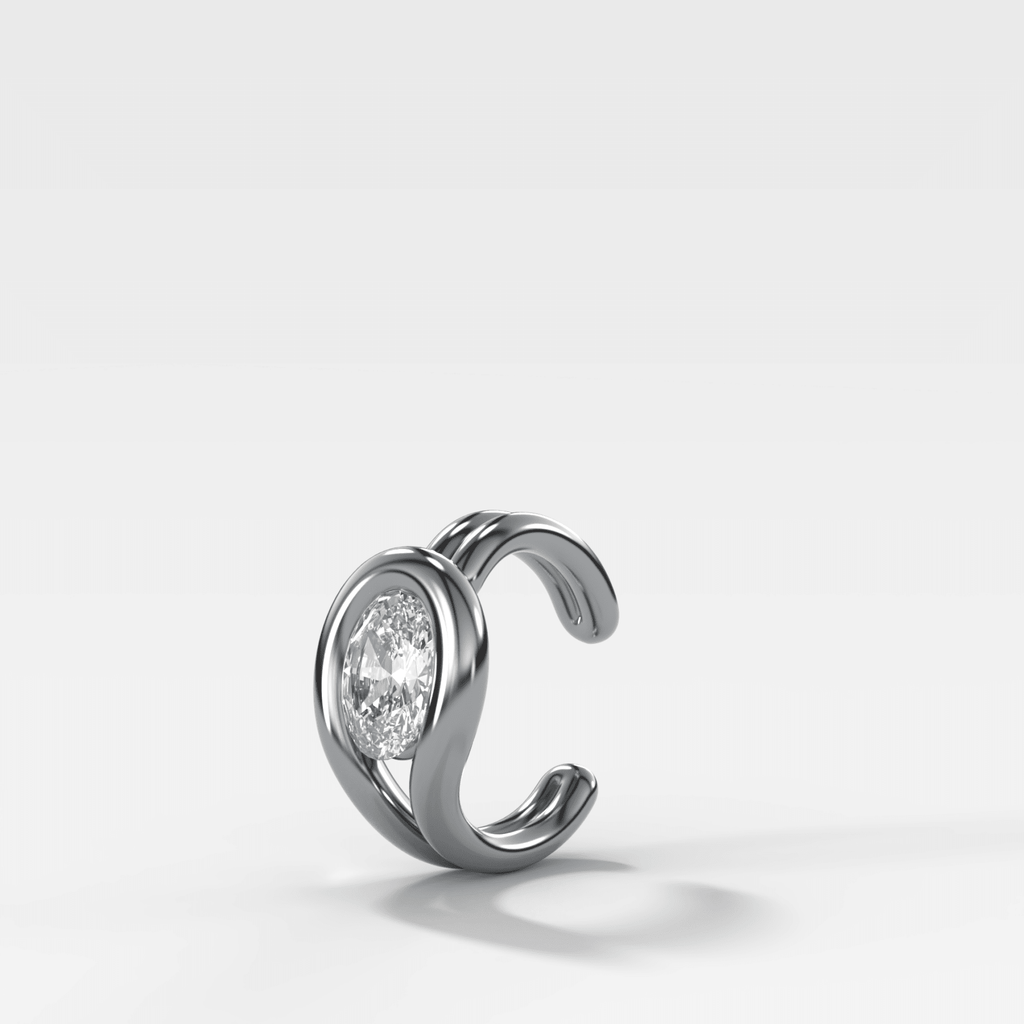 Lasso Oval Diamond Ear Cuff Single