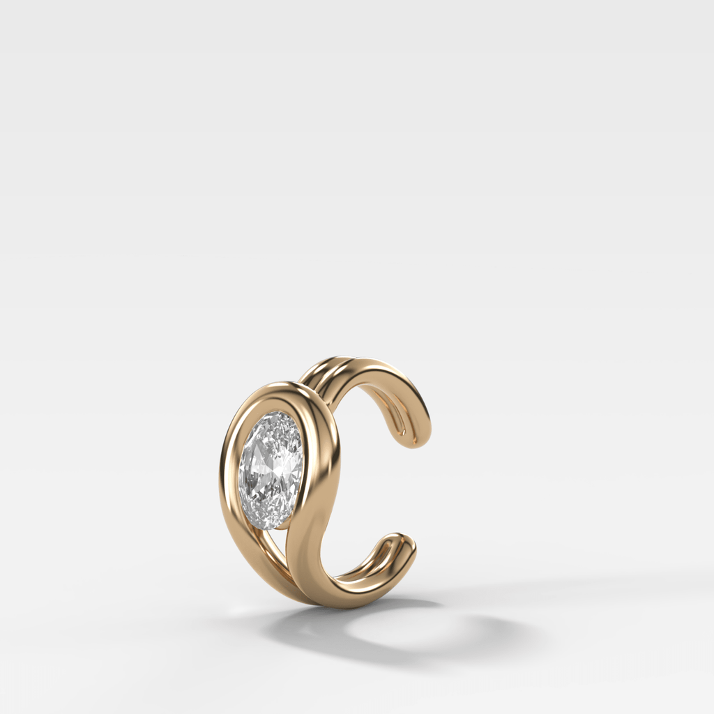 Lasso Oval Diamond Ear Cuff Single