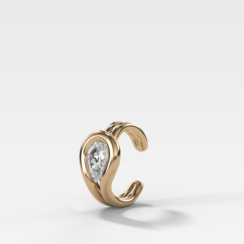 Lasso Pear Diamond Ear Cuff Single