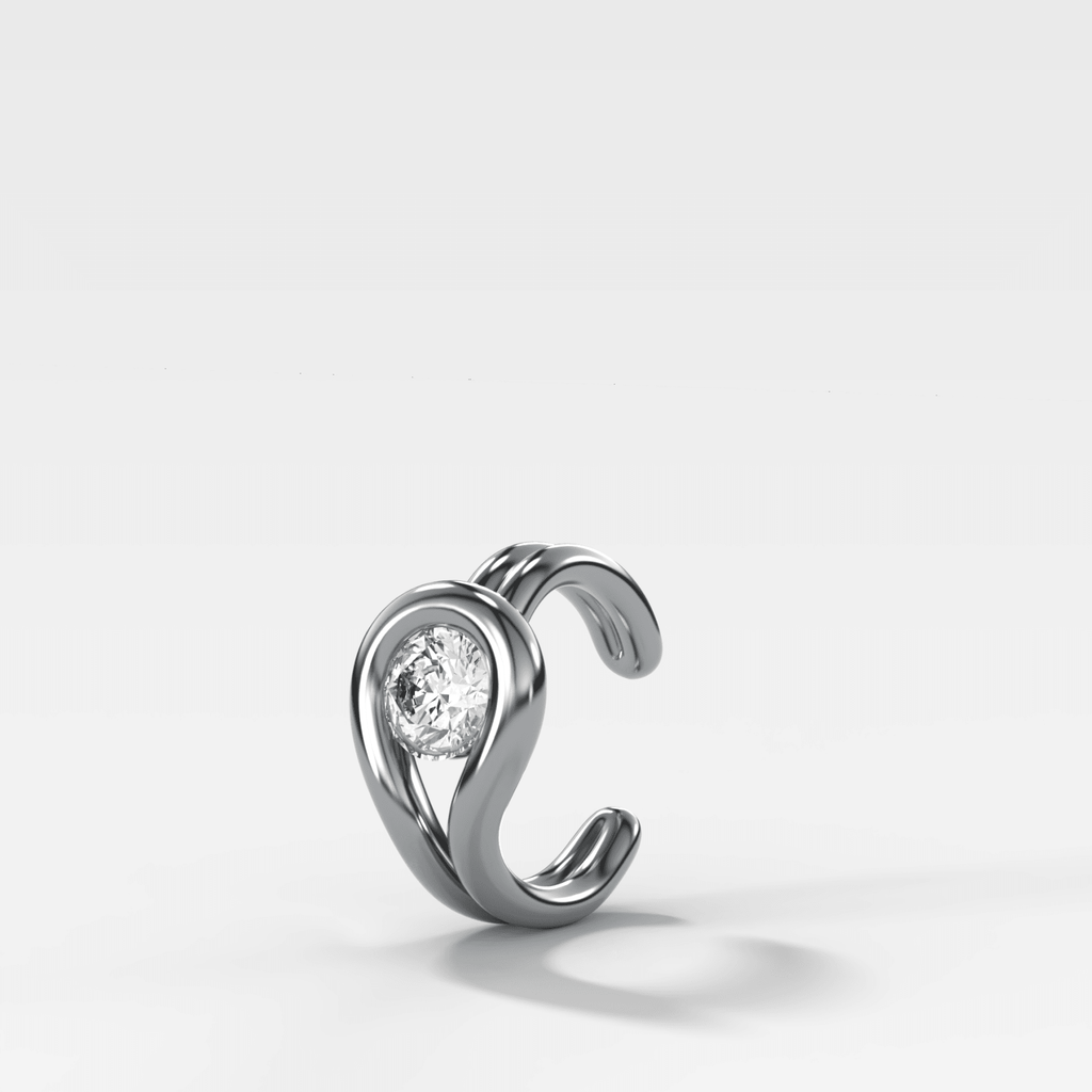 Lasso Round Diamond Ear Cuff Single