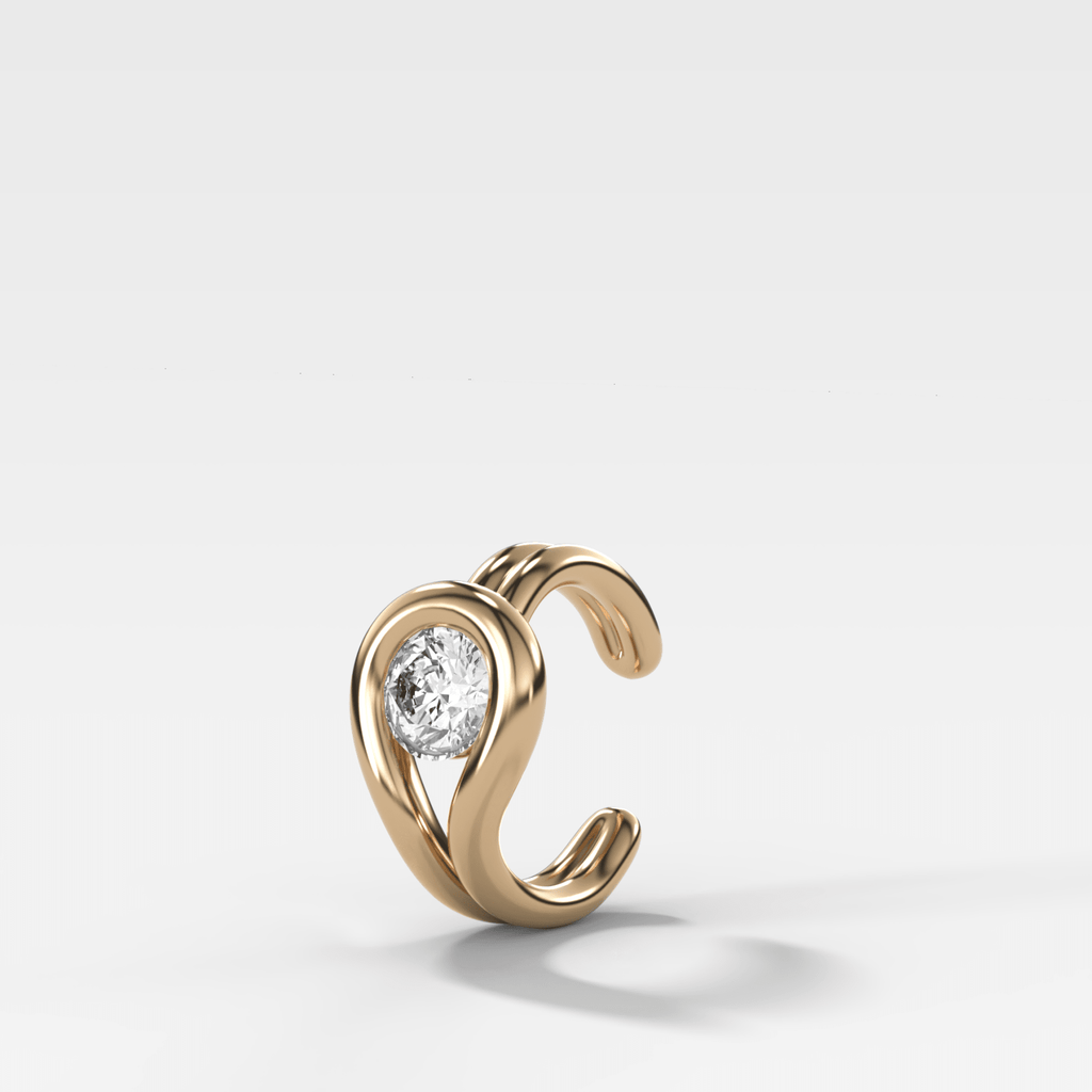 Lasso Round Diamond Ear Cuff Single