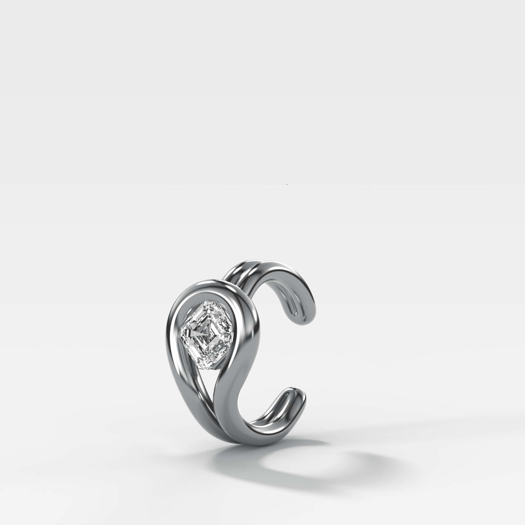 Lasso Tilted Asscher Diamond Ear Cuff Single