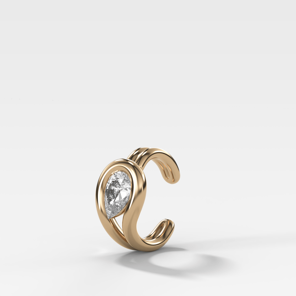 Lasso Tilted Pear Diamond Ear Cuff Single
