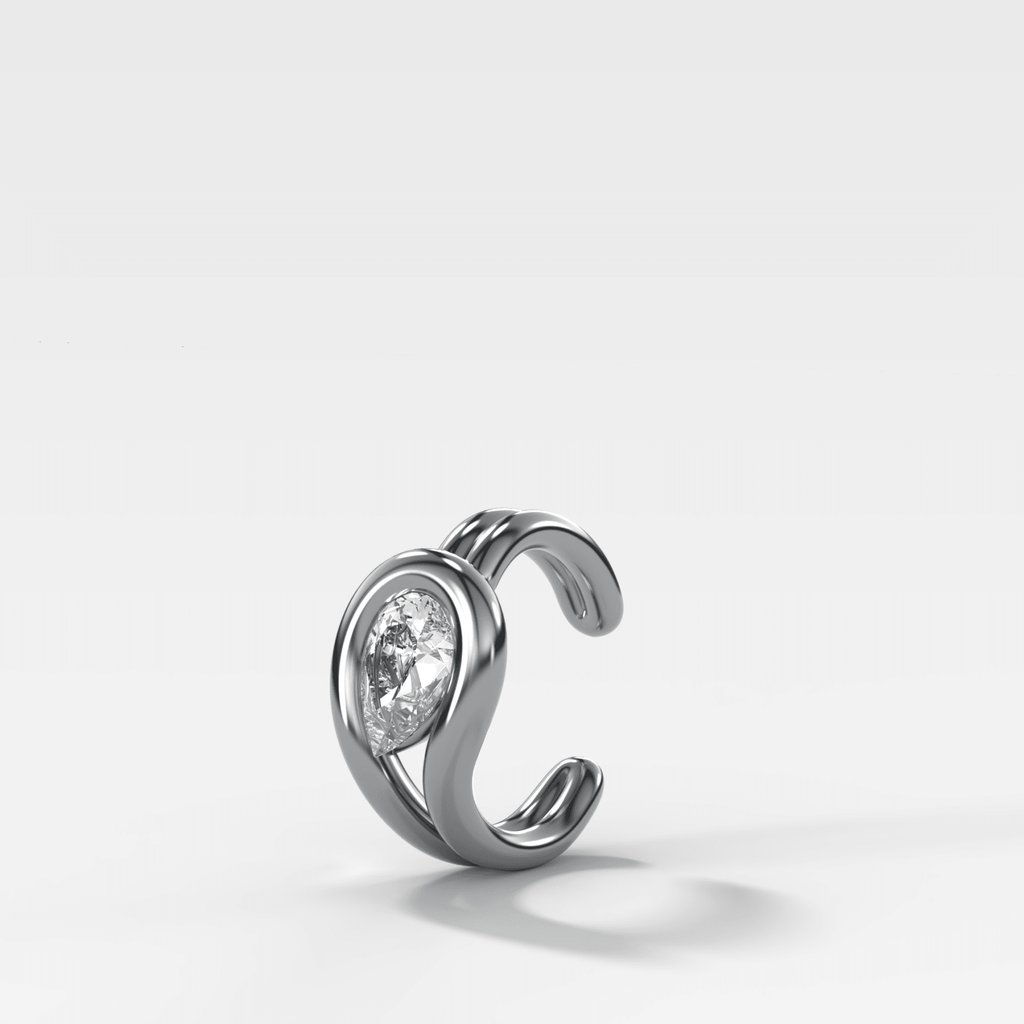 Lasso Tilted Pear Diamond Ear Cuff Single
