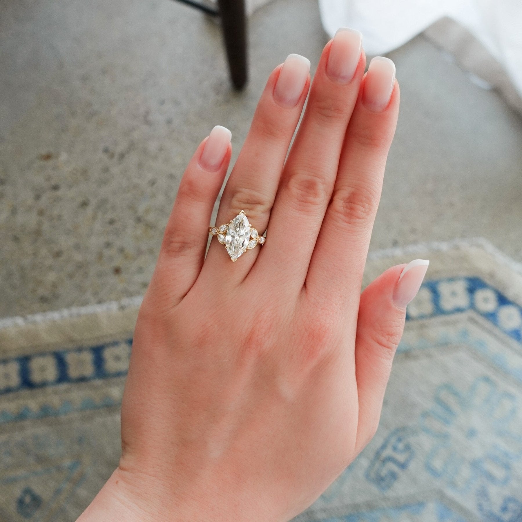 Laurel Engagement Ring set with 3.30ct Lab Grown Marquise Cut Diamond
