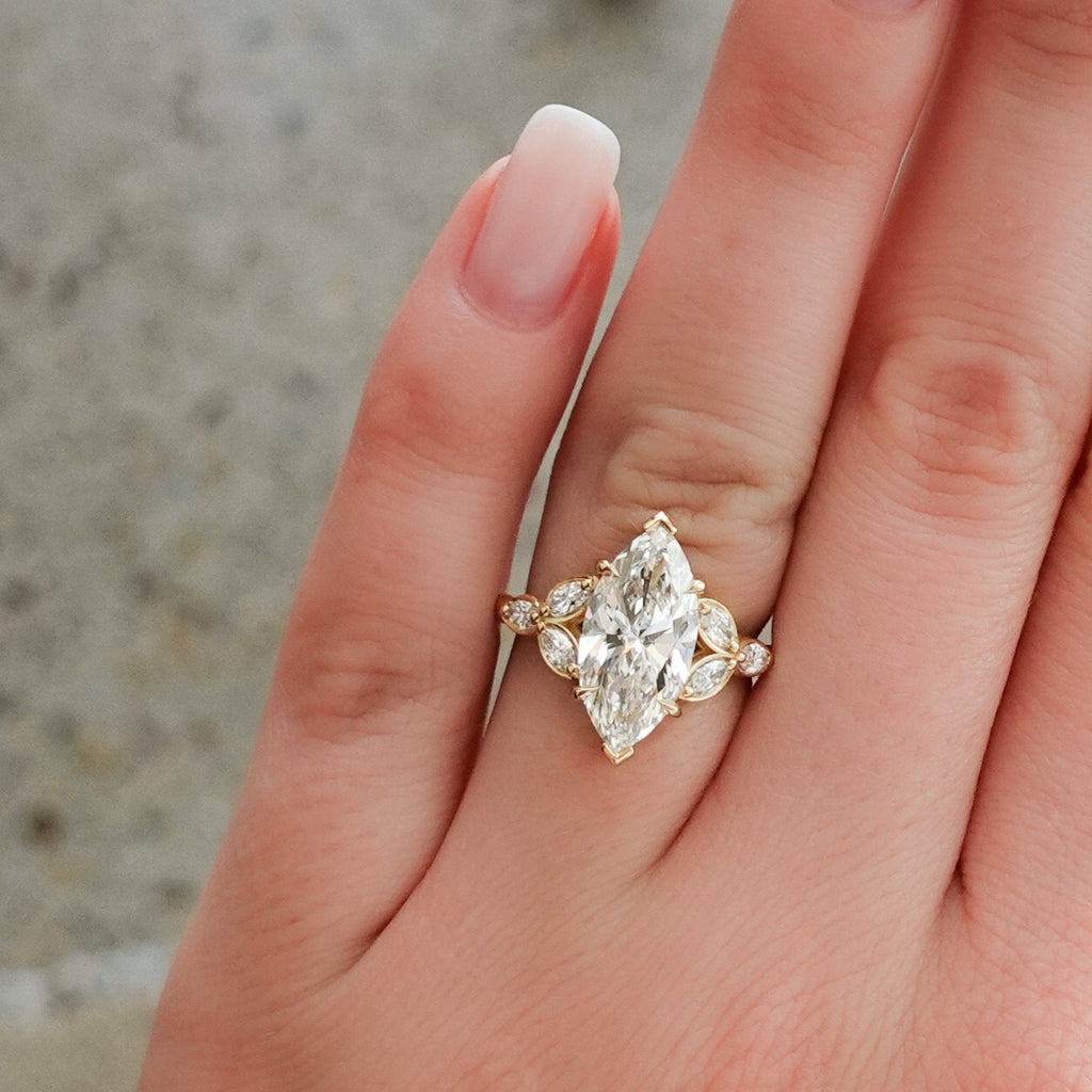 Laurel Engagement Ring set with 3.30ct Lab Grown Marquise Cut Diamond